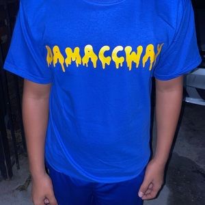 DaMaccWayy Nipsey Blue and Gold shirt